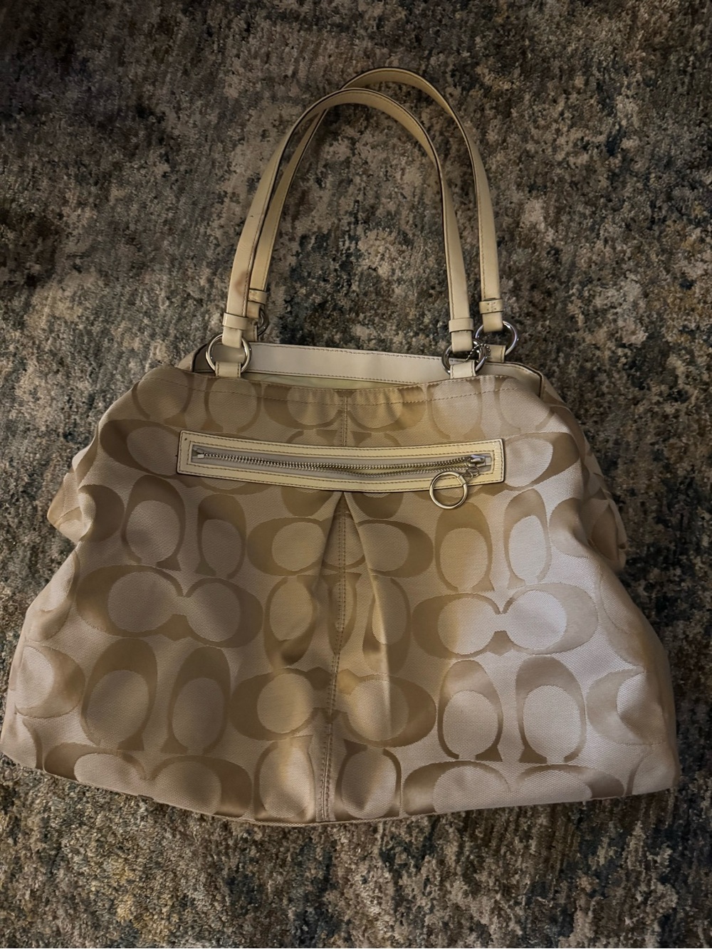 Coach Beige Signature Shoulder Tote